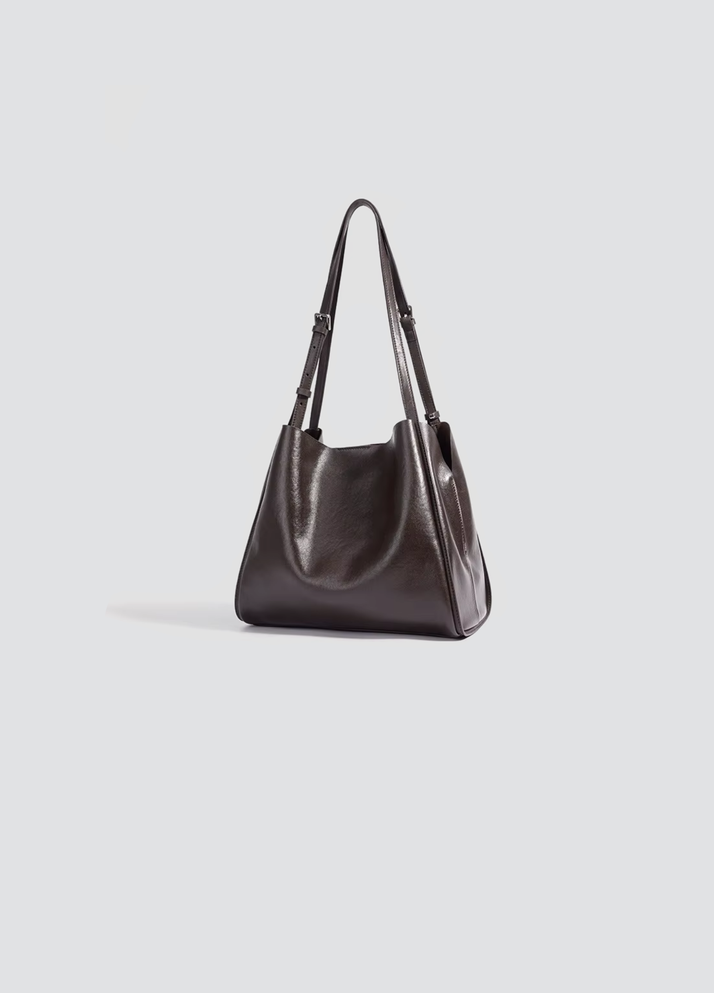 Glory Shiny Leather Tote Bag In Polished Leather